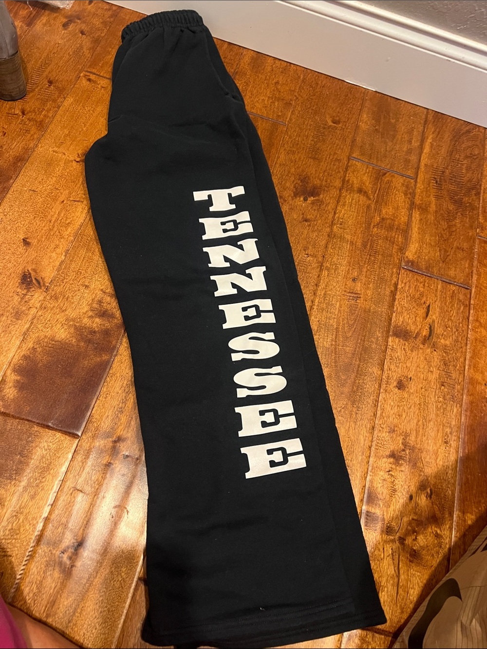 Jerzees Black Sweatpants with White Tennessee Logo